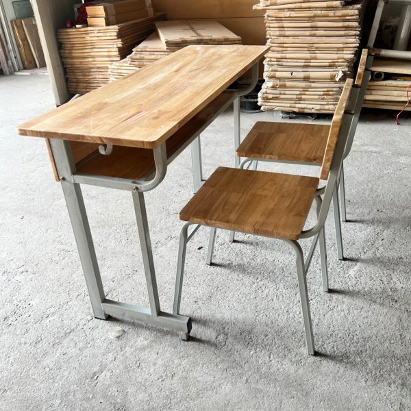 Bàn ghế rời học sinh gỗ tự nhiên ghép thanh HS-02