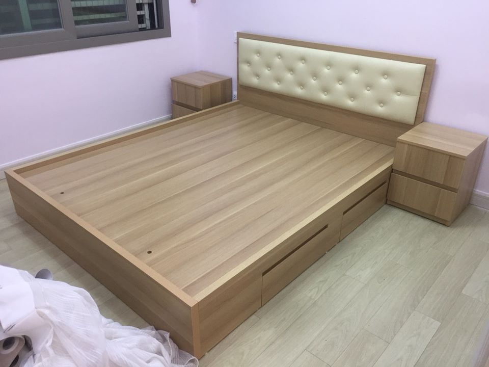 Giường gỗ công nghiệp bọc đệm GG-13