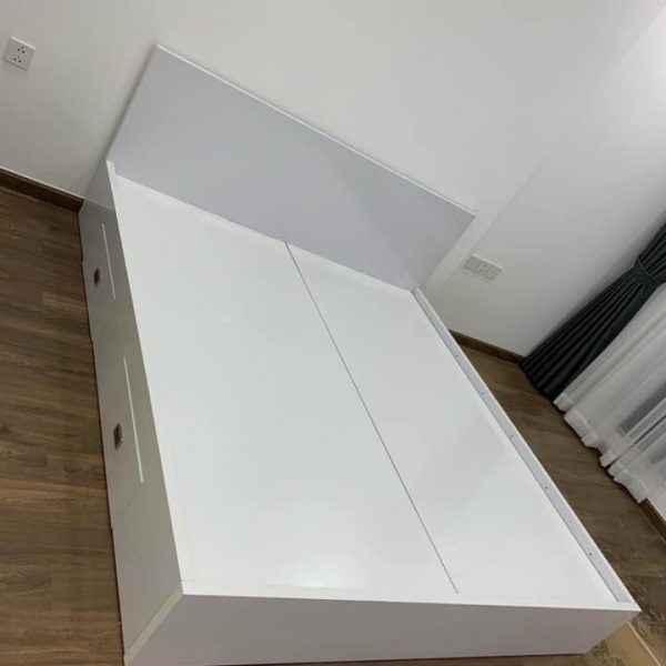 Giường ngủ 2 ngăn kéo màu trắng GG-18